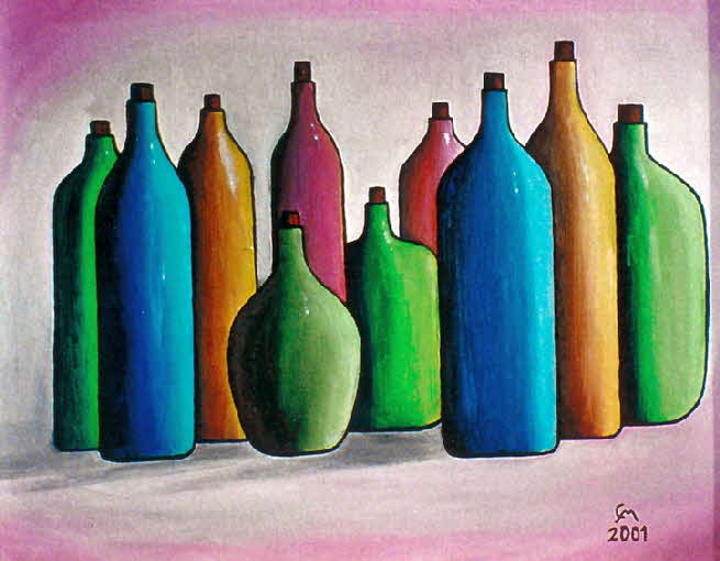 Flaschen - Öl auf Leinwand - 2001 - 50 x 40 cm - 400 €